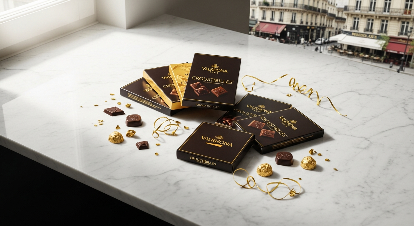 Valrhona Paris Theme Dark and Milk Croustibilles luxury chocolate gift box