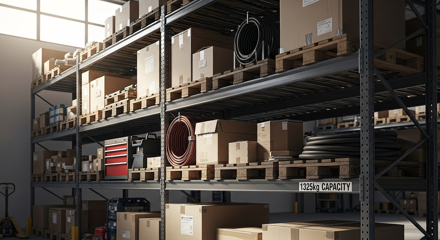 BiGDUG Essentials Heavy-Duty Shelving Unit in blue powder-coated steel with adjustable MDF shelves