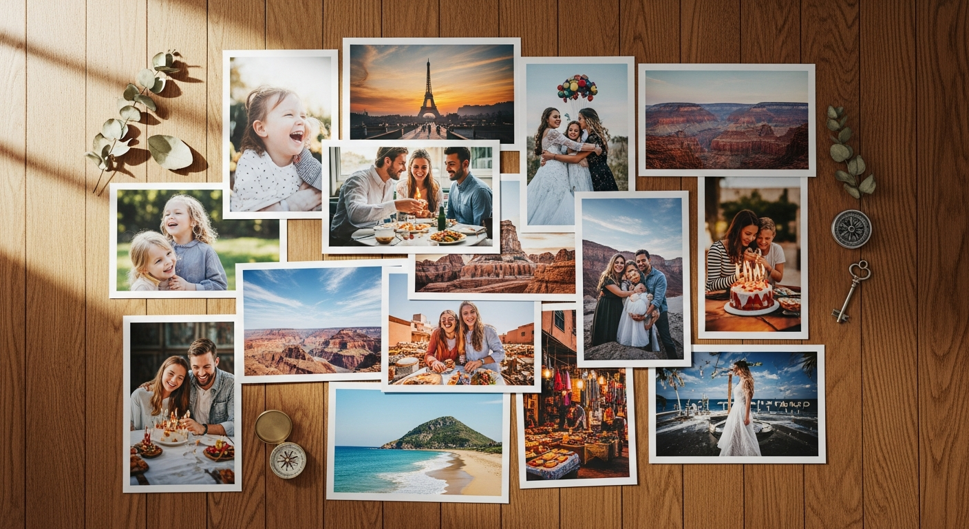 Boots Photo Prints displaying various sizes and finishes of high-quality printed photographs