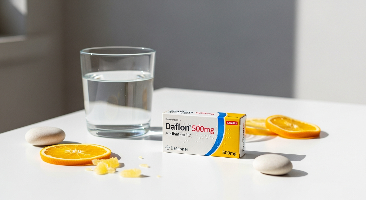 Daflon 500mg tablet package with micronized flavonoid formula for hemorrhoid relief