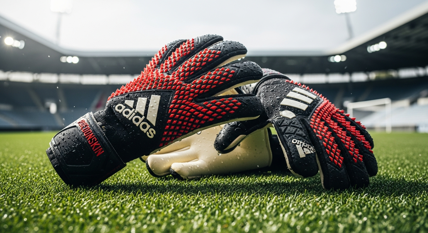 Gants de gardien Adidas Predator Pro noirs et rouges avec technologie URG