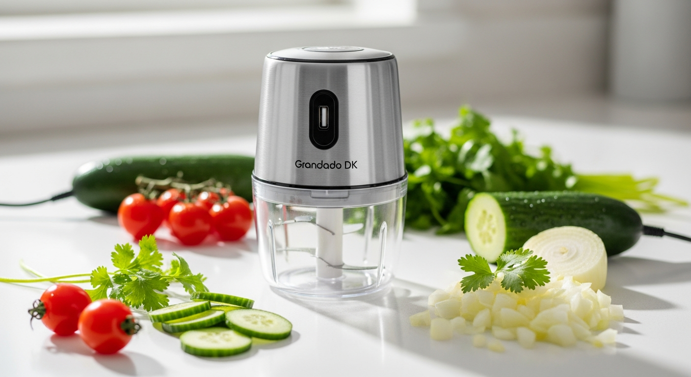 USB rechargeable mini food chopper with stainless steel blades and compact design