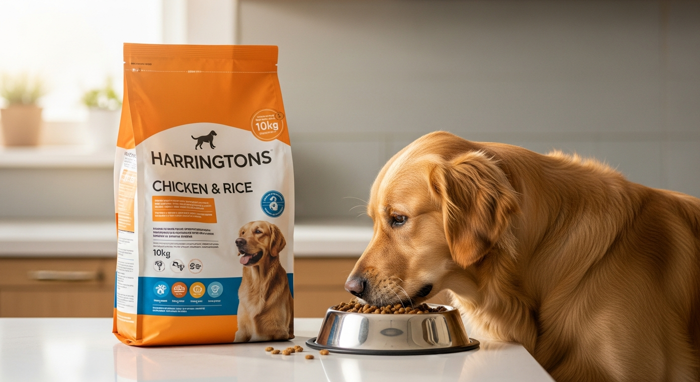 Harringtons Adult Dry Dog Food Chicken and Rice kibble bag product shot