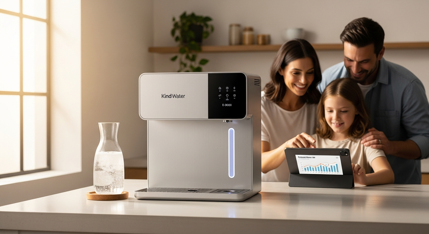Kind Water E-3000 whole house filter softener system installed in home utility area