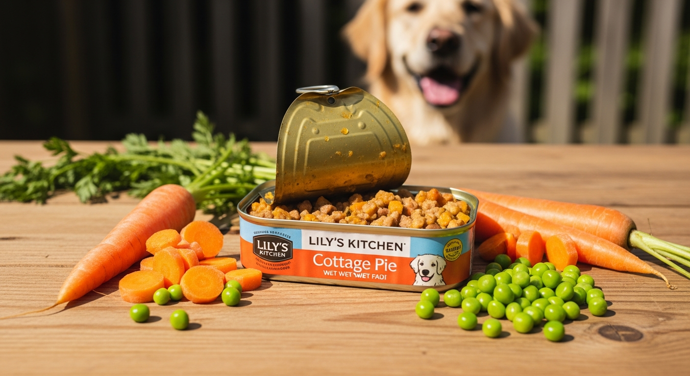 Lily's Kitchen Cottage Pie wet dog food tin with fresh beef and vegetables