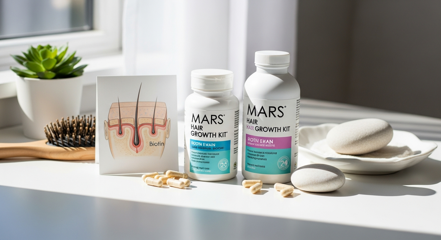 Mars by GHC Hair Growth Kit with Redensyl and Biotin bottles displayed together