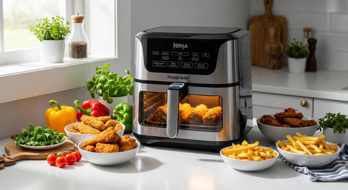 Ninja Foodi Max Dual Zone Air Fryer AF400UK with two independent cooking chambers