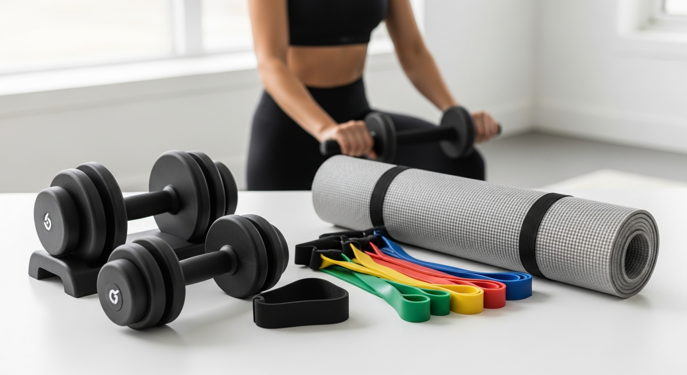PAKAMA Fitnessstudio to Go Set portable gym equipment laid out in organized sports bag