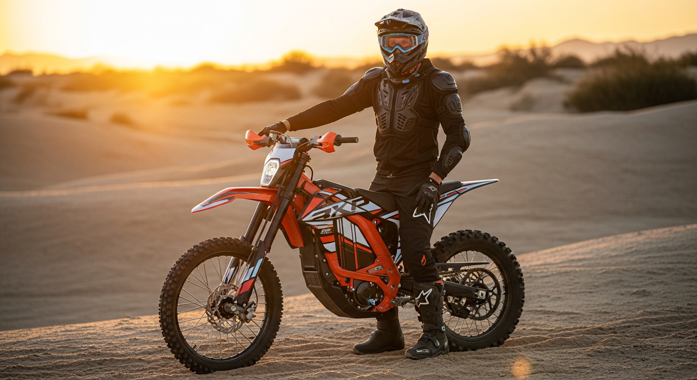 Qronge X1 Spark electric dirt bike on rocky mountain trail terrain