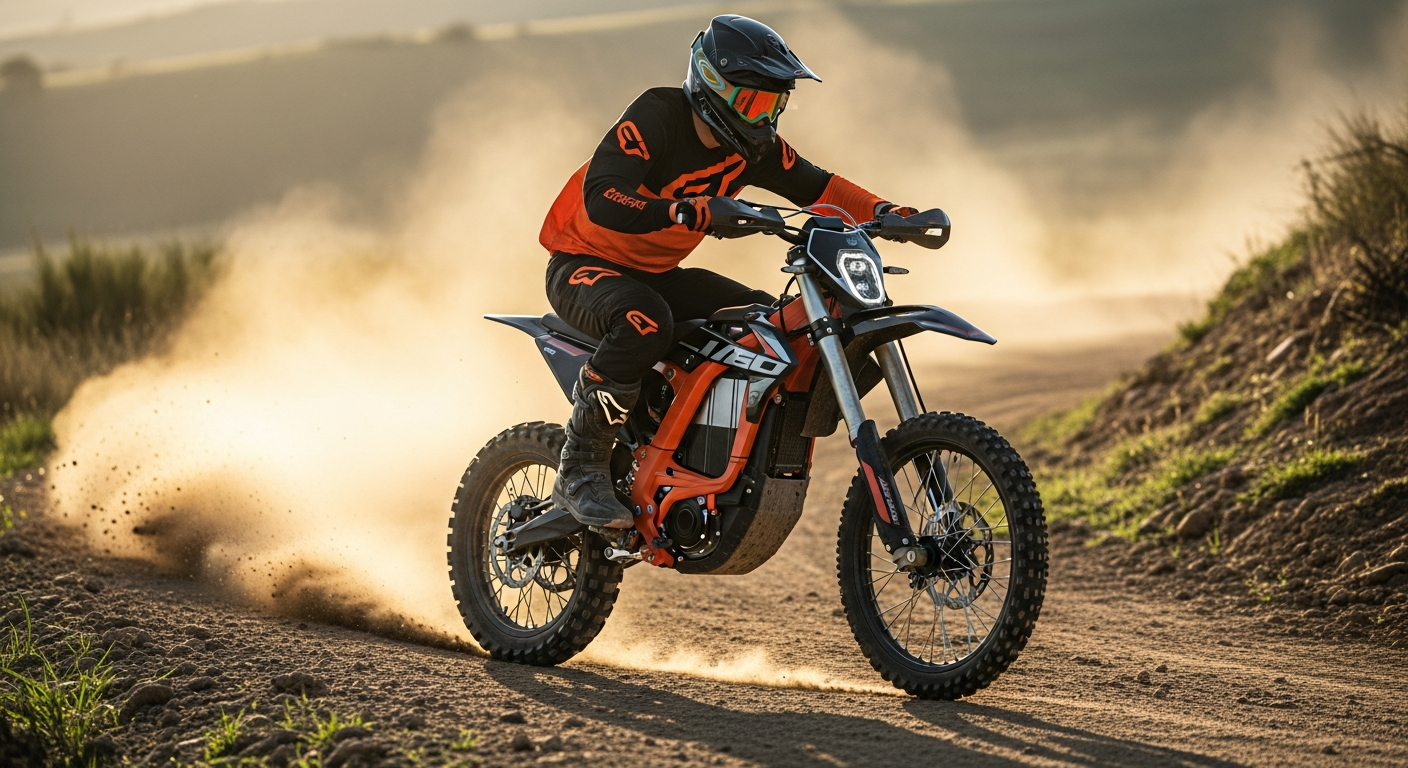 Qronge X1 Spark electric dirt bike on rocky mountain trail terrain