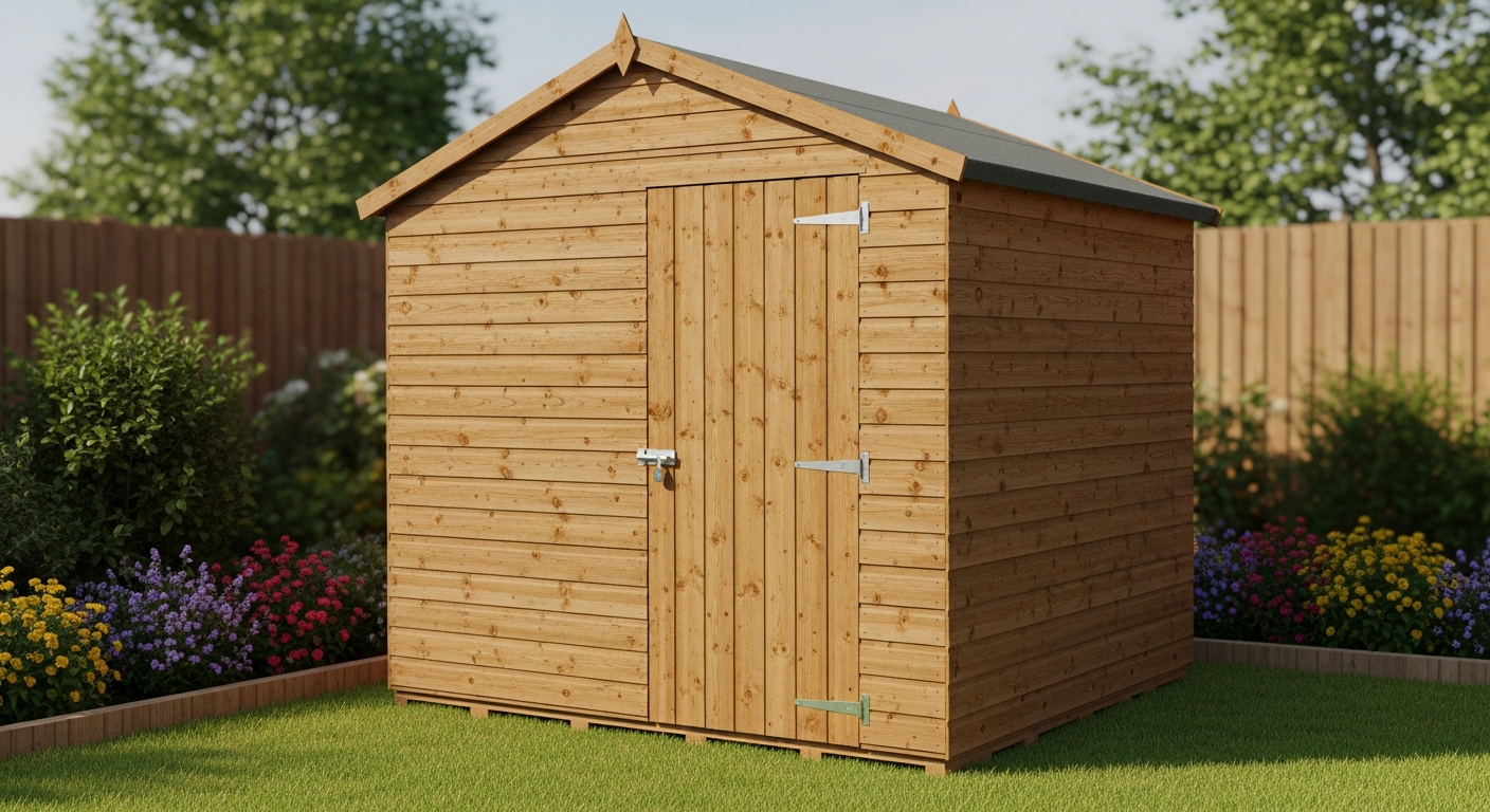 Forest 4Life 8x6 Windowless Double Door Apex Shed with solid timber construction and security features