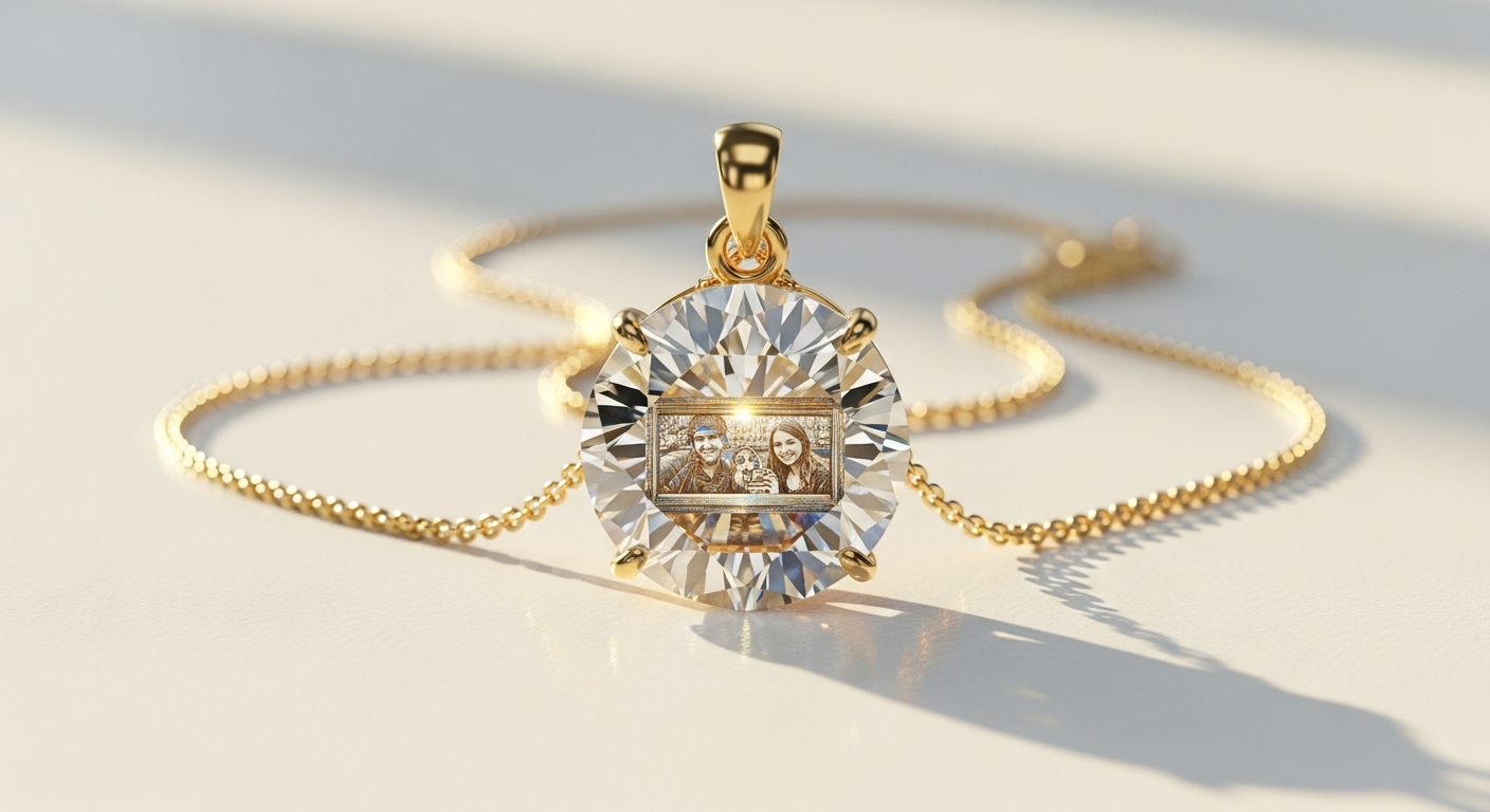 Personalized Moissanite 3D Circle Picture Pendant
