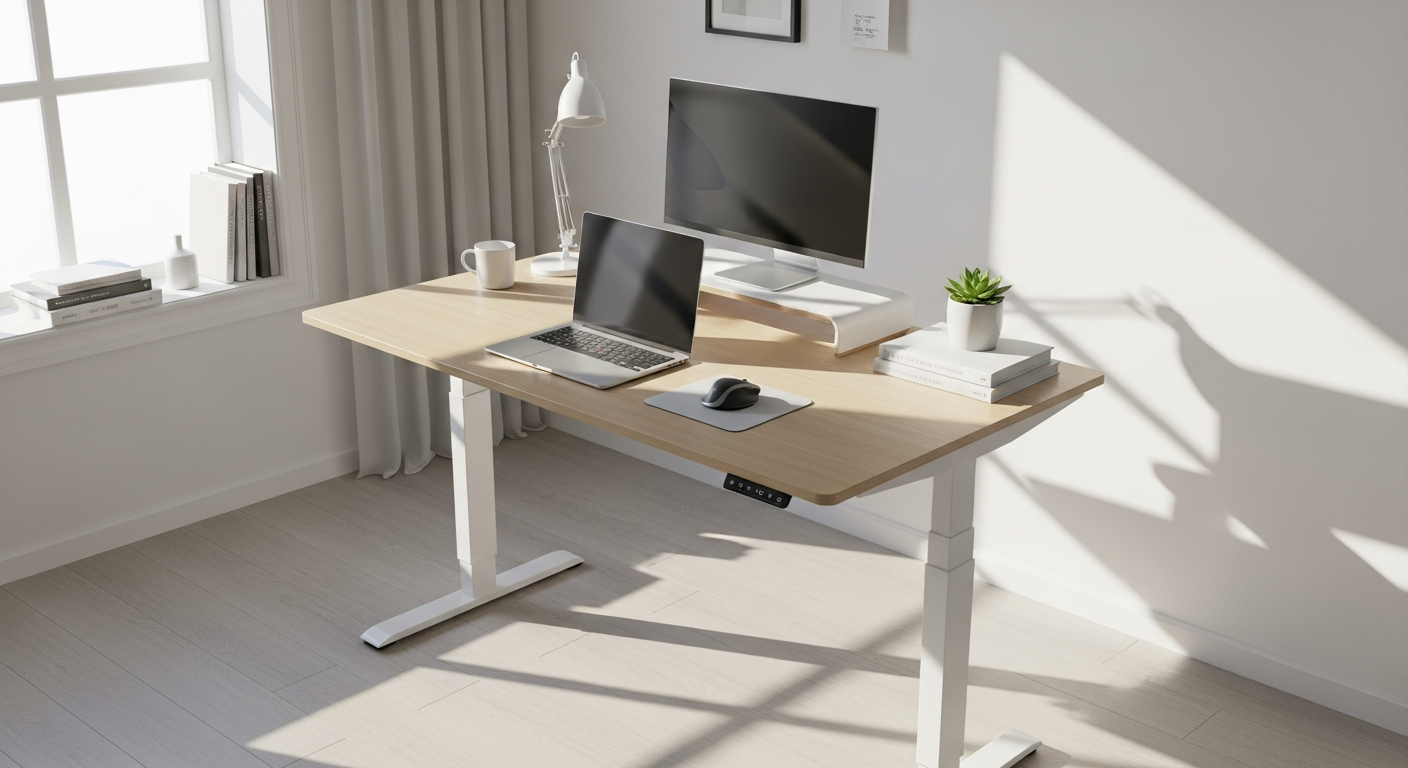 Yaasa Desk Pro height-adjustable standing desk in modern home office workspace