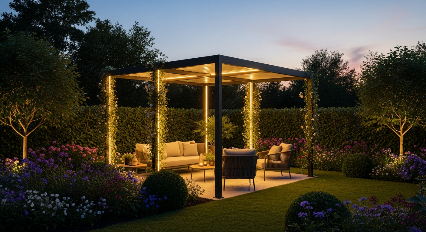 Brast Summerdream 3x3m LED Garden Pavilion with solar lights and mosquito nets