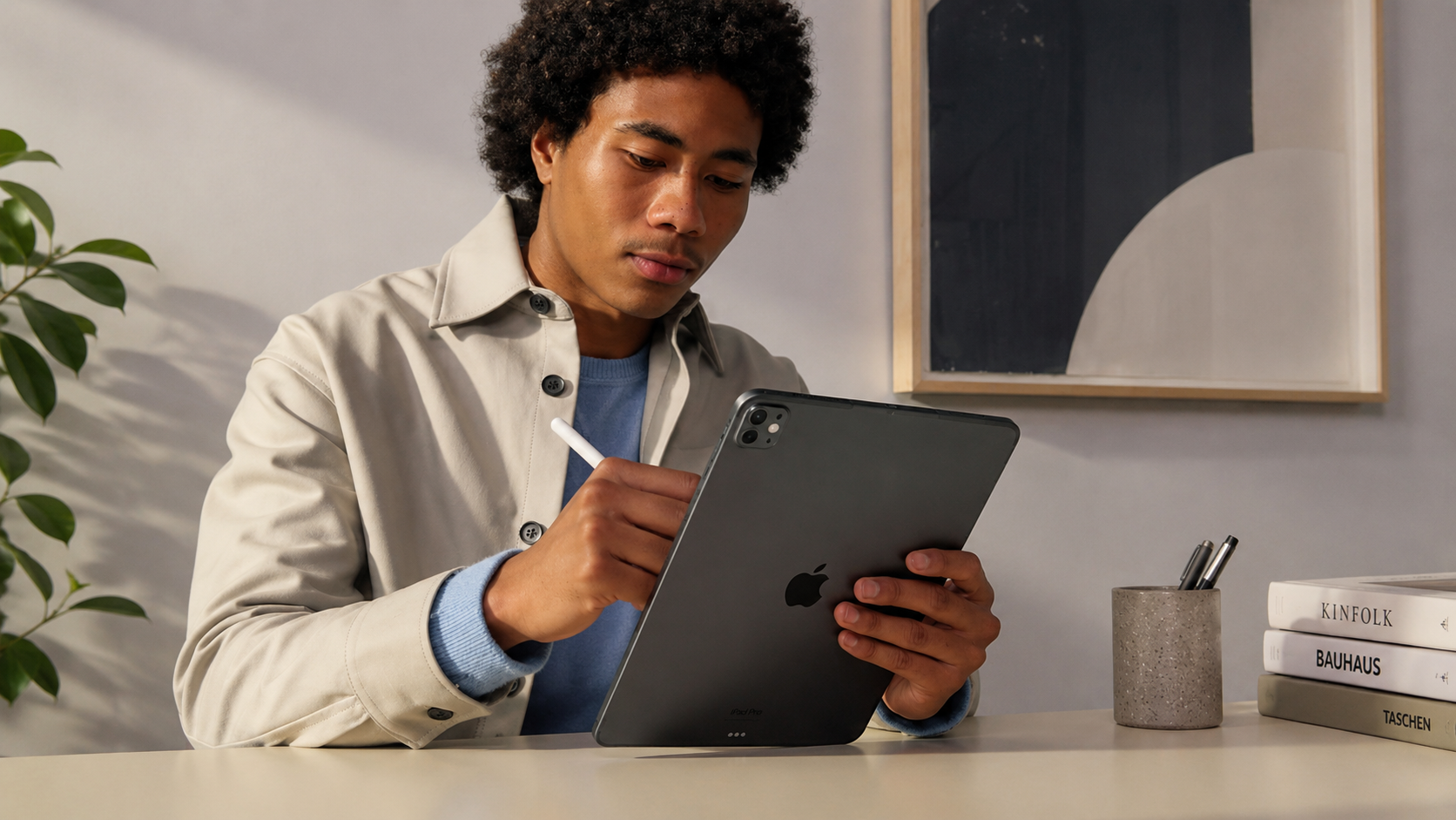 Apple iPad Pro 11-inch (M5) displaying a vibrant OLED screen and slim design