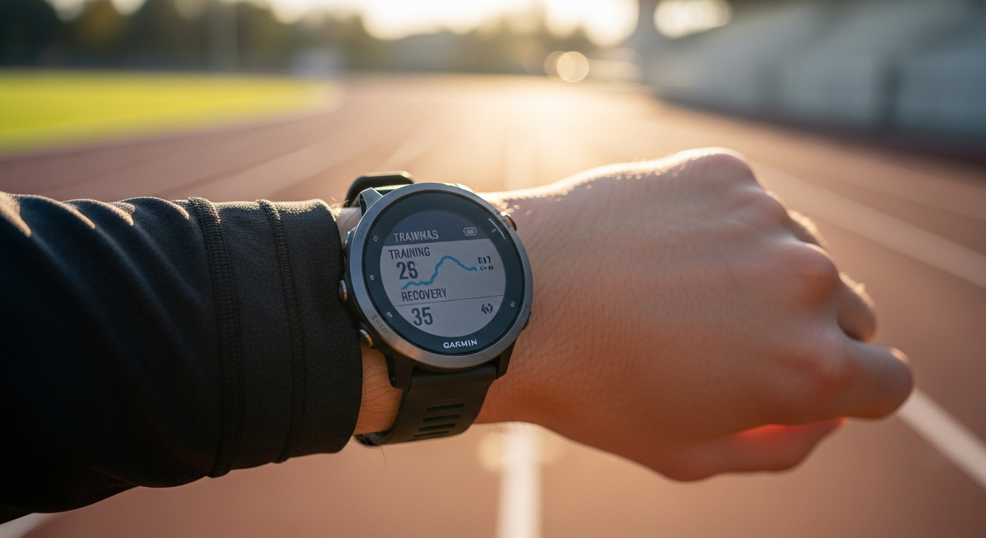 Garmin Forerunner 265 running smartwatch displaying Training Readiness score on AMOLED screen