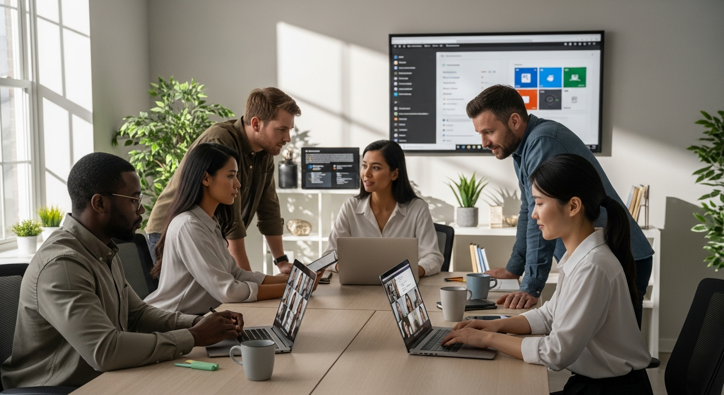 Windows 11 Professional License interface showing security and collaboration features for remote teams