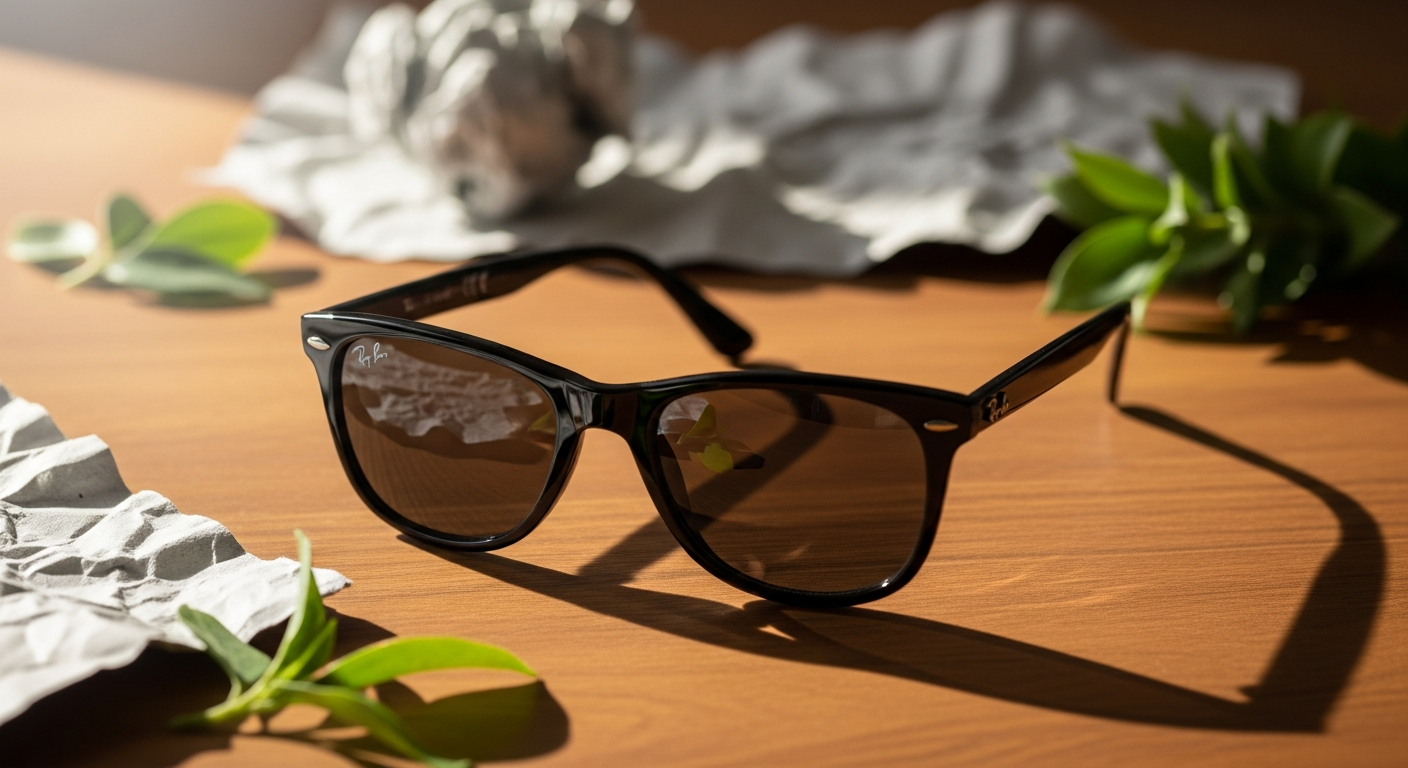 Ray-Ban Zuri RB4455 polarized sunglasses with shiny black pillow-shaped frame