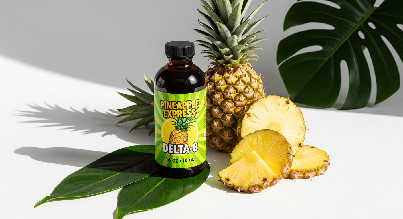 3Chi Delta 8 Pineapple Express vape cartridge with tropical pineapple and cedar flavors