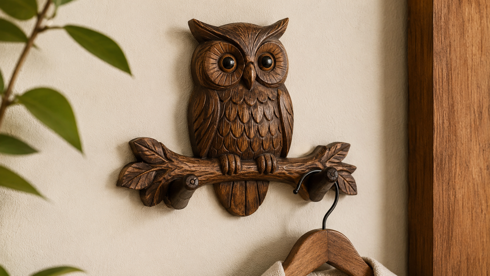 This Carved Hanger – Owl Makes Wall Storage Stylish, Simple, and Practical