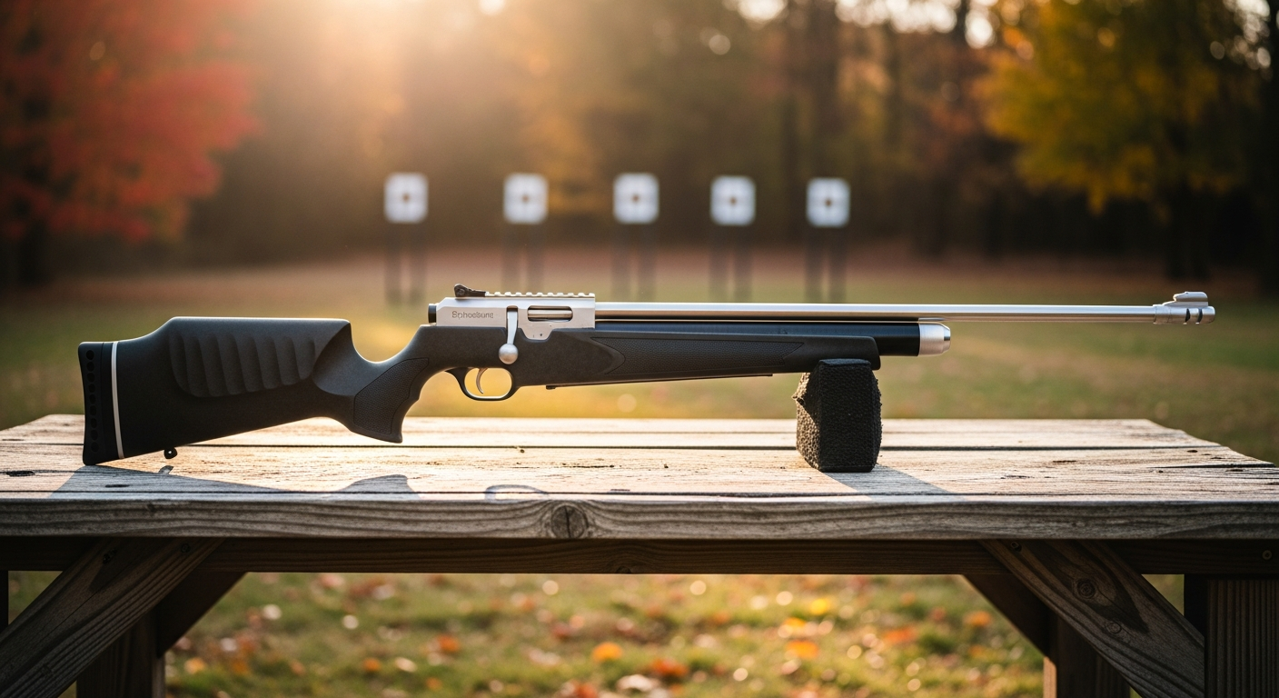 Benjamin Marauder PCP air rifle with shrouded barrel in outdoor setting