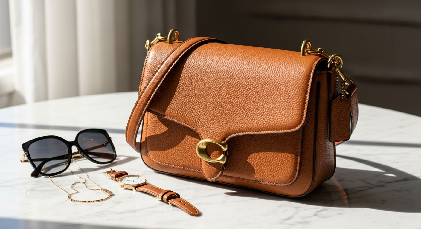 Coach Tabby Shoulder Bag 26 in polished pebble leather with signature C hardware and detachable straps