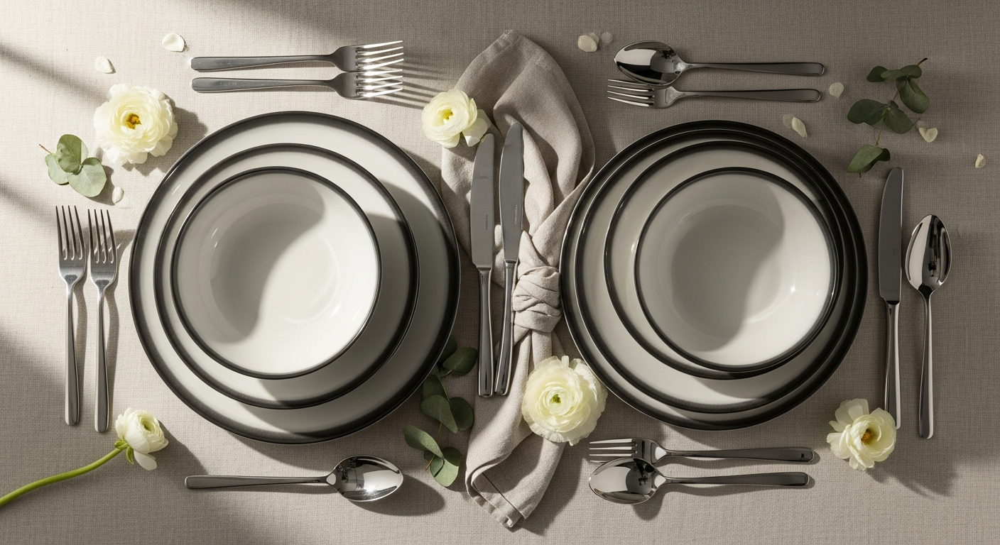 Denby Halo dinnerware collection black and white glaze stoneware plates bowls
