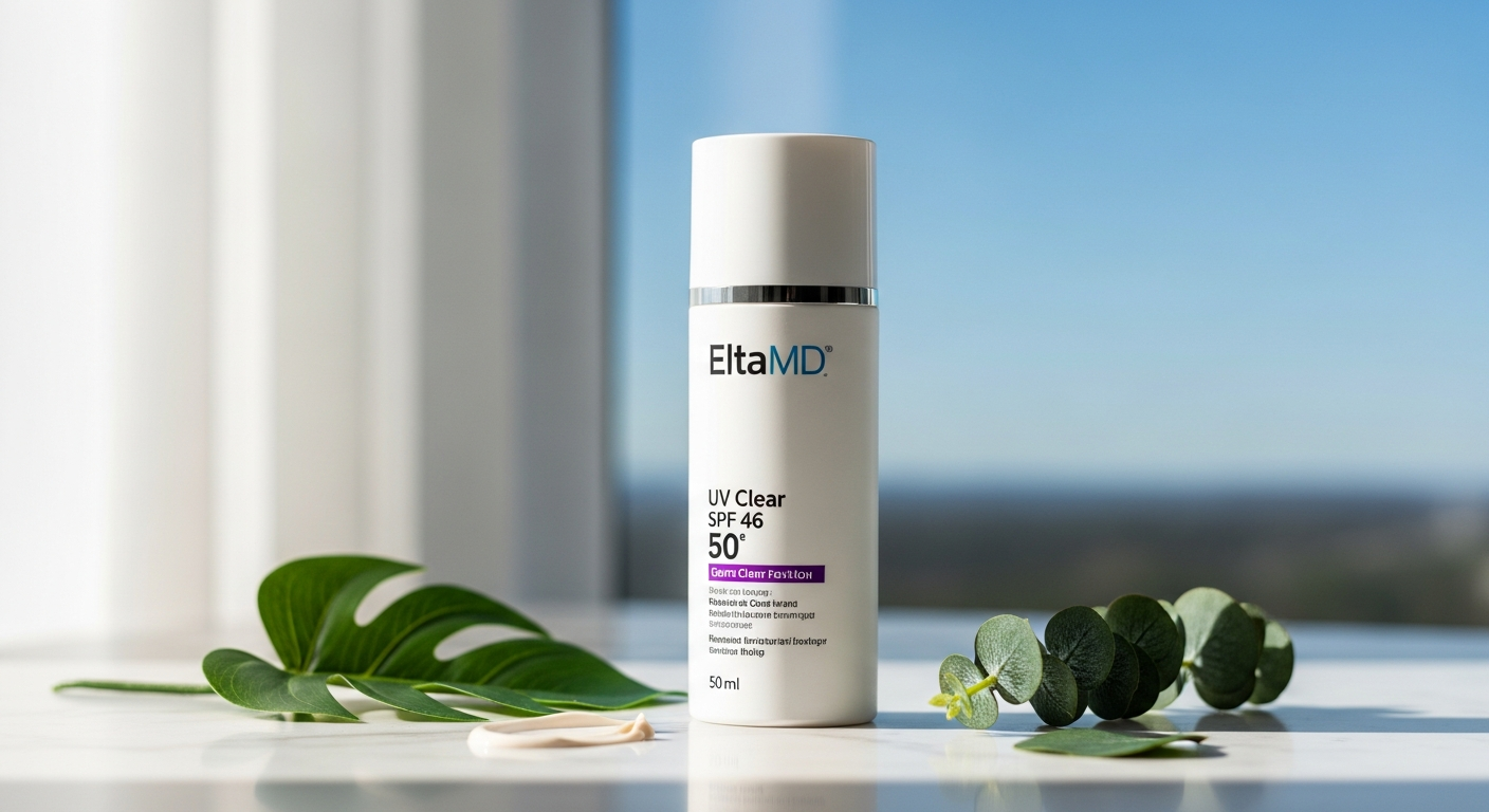 EltaMD UV Clear SPF 46 sunscreen bottle displayed on clean white background