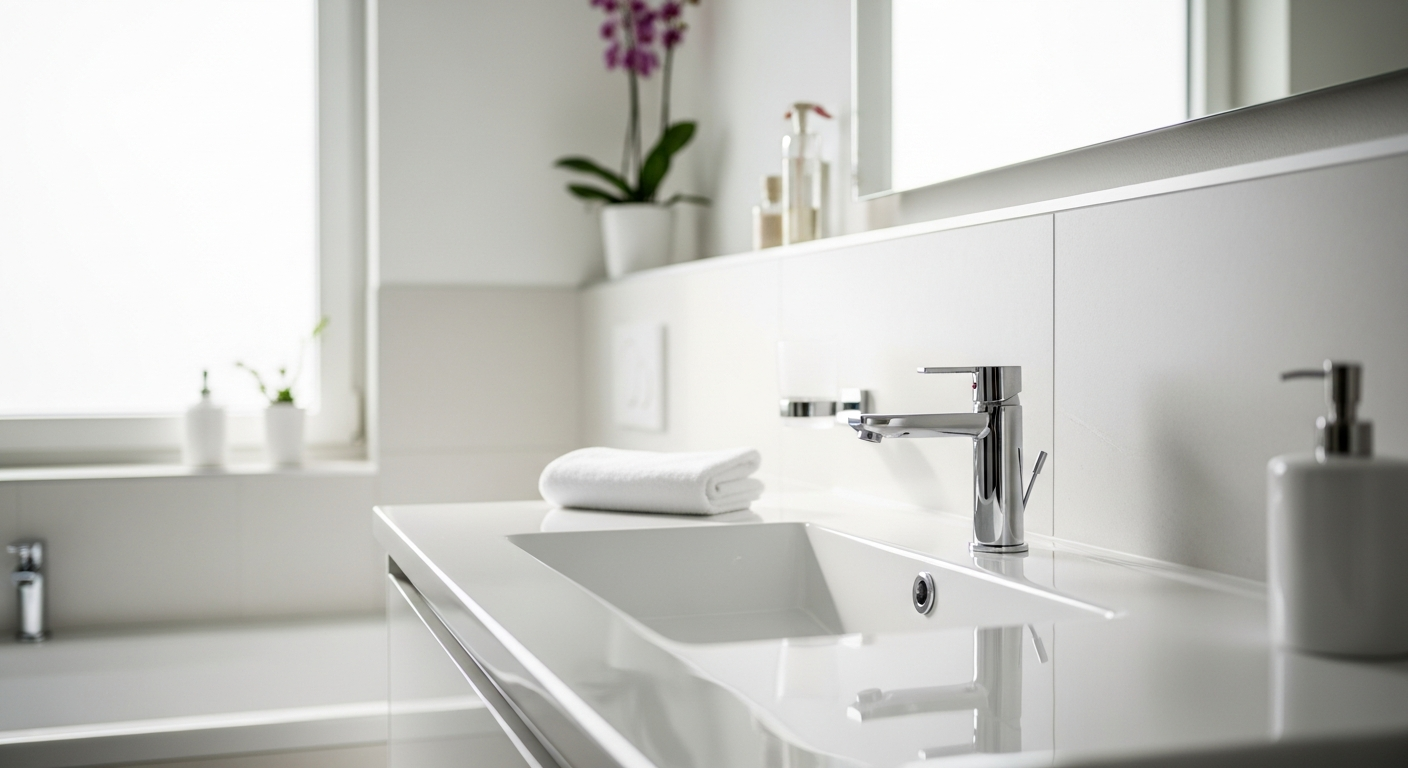 This Bathroom Upgrade Features Elegant Integrated Ceramic Washbasins for Homes