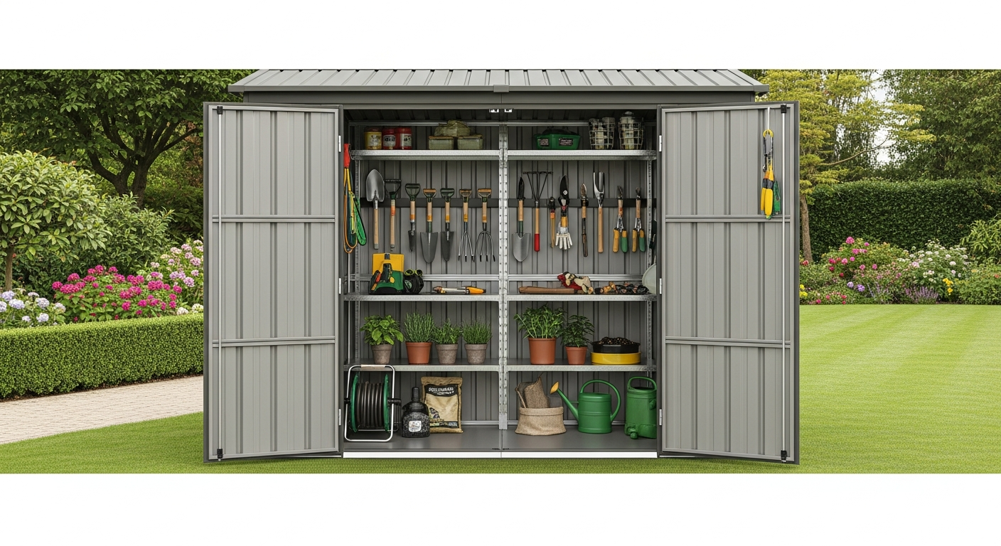 DeubaXXL 8x10ft Metal Garden Shed Storage Guide