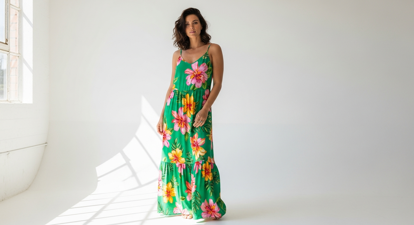 Style Farm Rio Green Floral Maxi Dress Year-Round