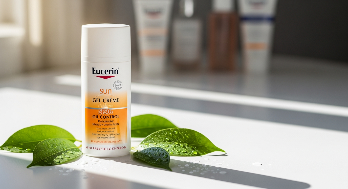 Eucerin Sun Gel-Creme Oil Control SPF50+ bottle displayed on clean white background