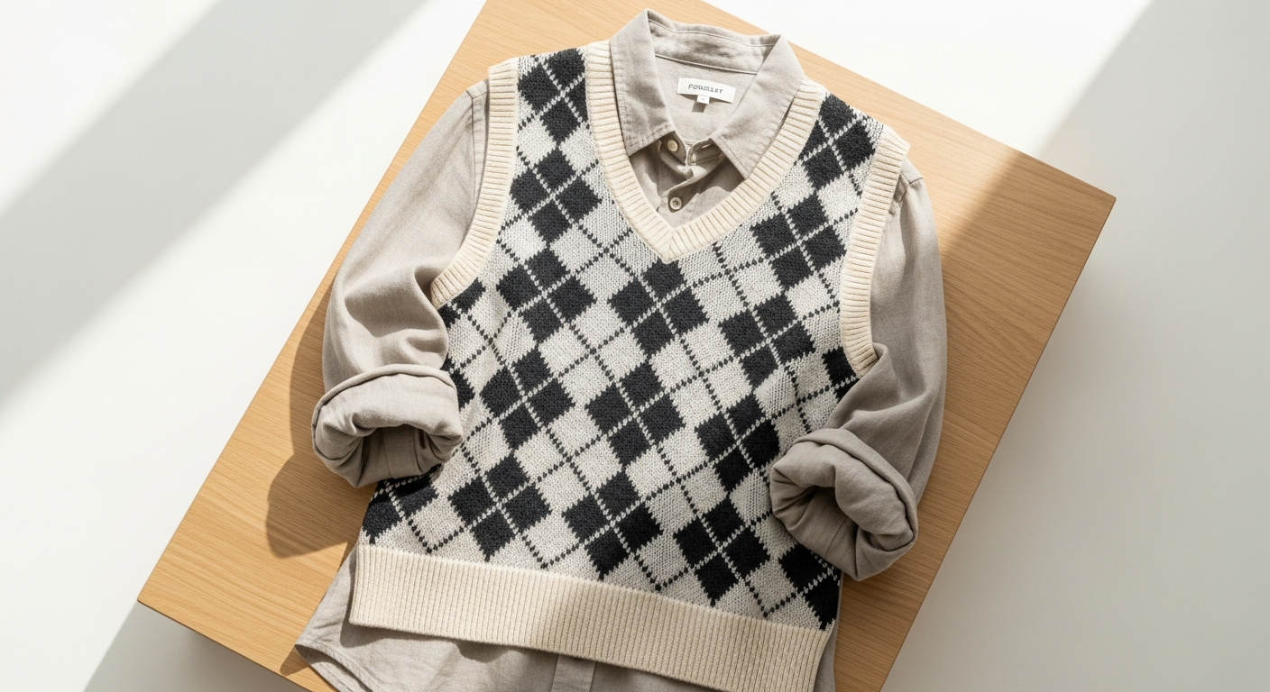 Forcast Jacinta Argyle Knit Vest: Layering