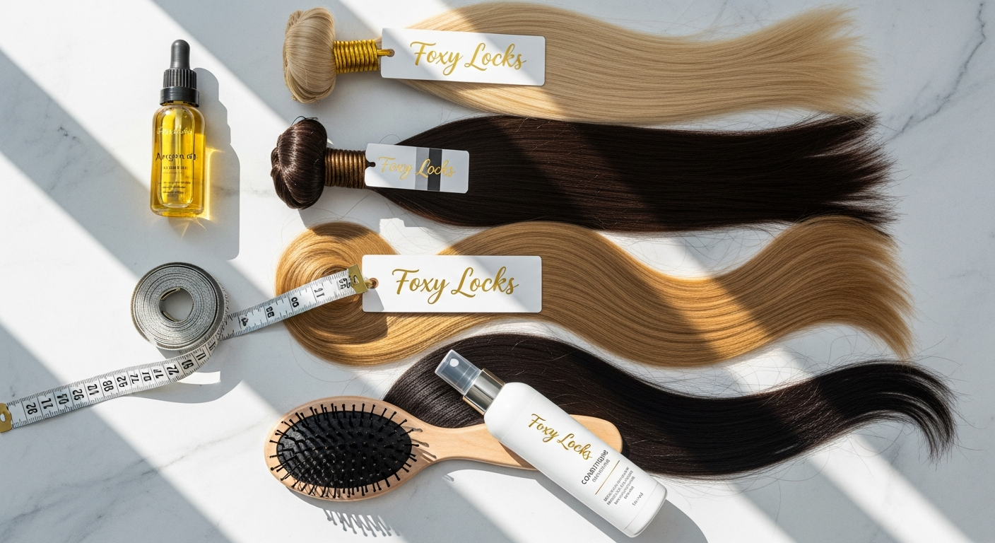 Foxy Locks Silk Seamless Clip-In Human Hair Extensions product display showing multiple shade options