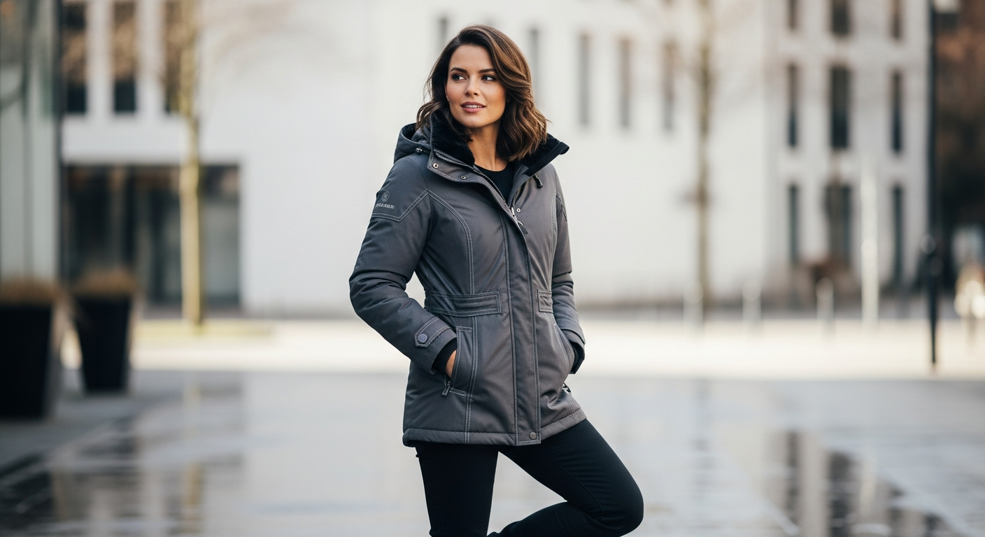 Frieda & Freddies women's winter jacket in vibrant retro-chic design with faux fur collar detail