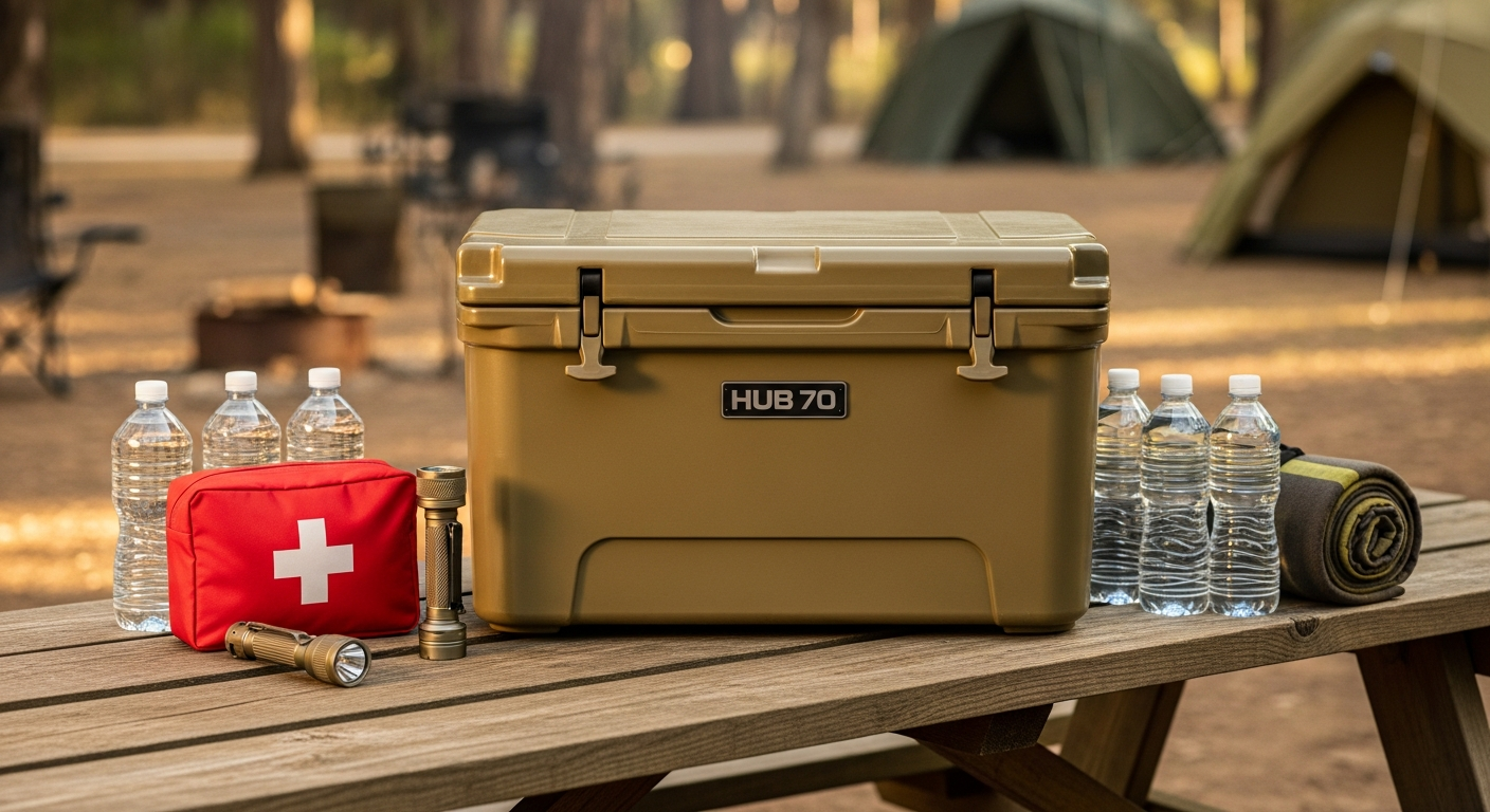 GOAT BOXCO Hub 70 rotomolded cooler system with integrated modular turrets and water-resistant CANs