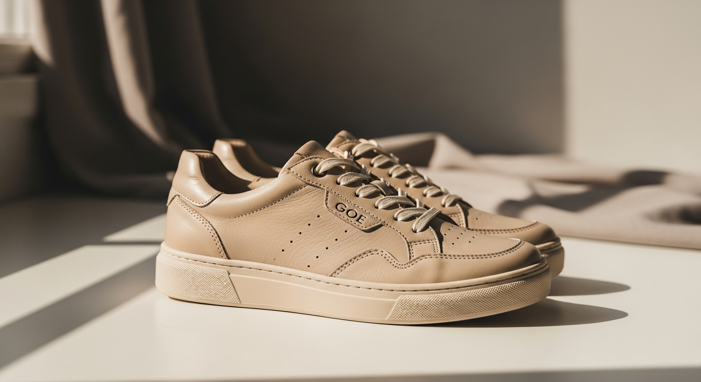 Style GOE TT2N4012 Beige Leather Women’s Sneakers