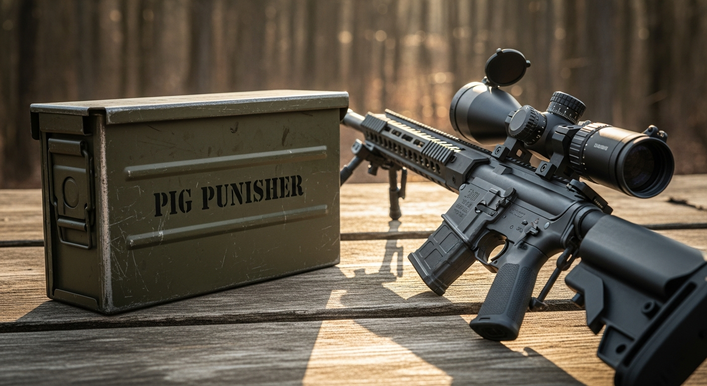 Gorilla Ammunition 300 Blackout Pig Punisher hunting rounds displayed with ballistic specifications and grain weight options
