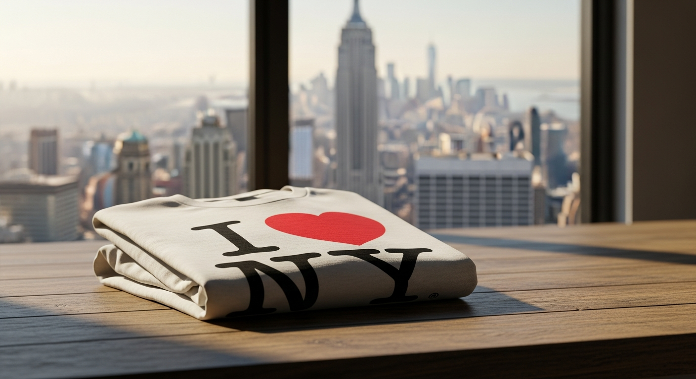 I Love NY Classic Souvenir T-Shirt displayed at Grand Slam New York Times Square store