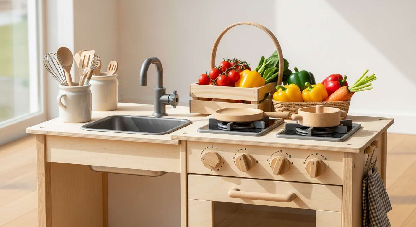 Hape Gourmet Wooden Play Kitchen Set with realistic features and storage