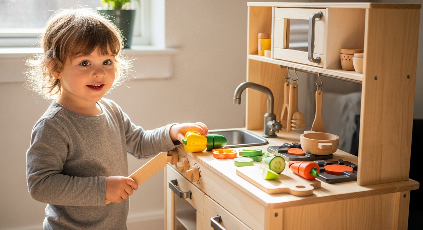 Hape Gourmet Wooden Play Kitchen with realistic appliances and storage