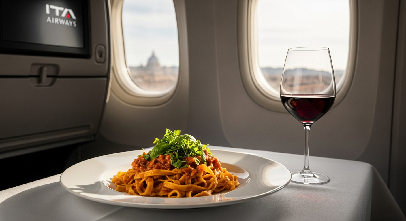 ITA Airways Rome FCO to JFK Inflight Dining