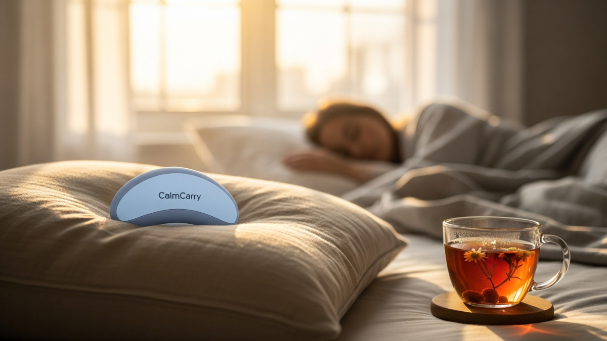 CalmCarry portable acupressure device for anxiety and sleep relief