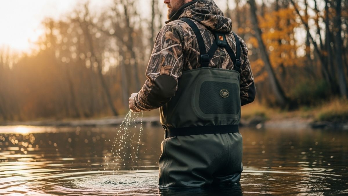 Tidewe insulated waterproof hunting waders displayed on outdoor terrain