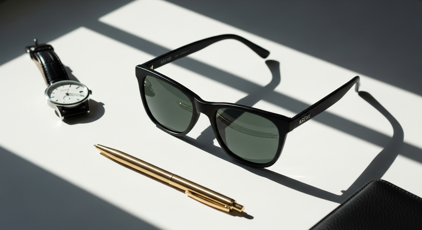 KREWE ZANDER Black + Black Tea Sunglasses