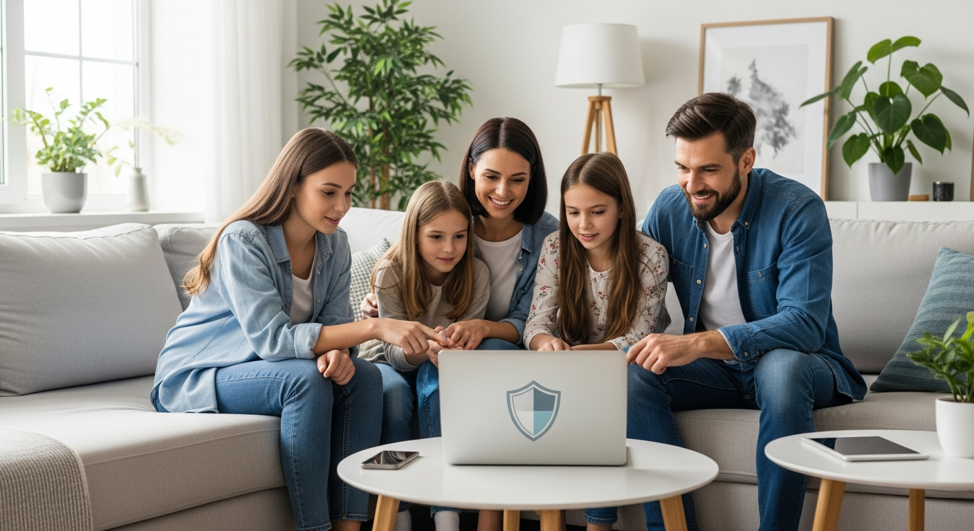 Kaspersky Premium Total Security Suite interface showing threat detection dashboard and family protection features