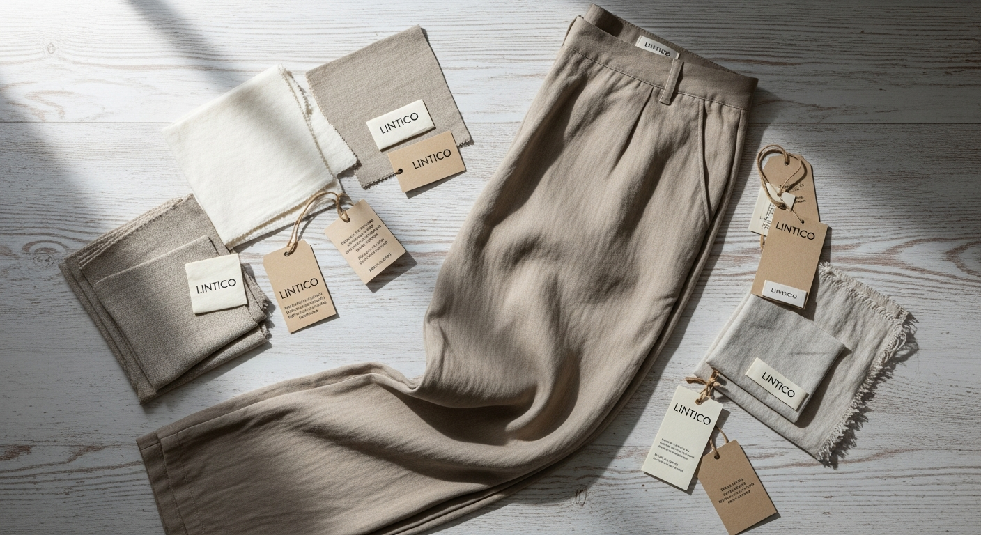 LINTICO Classic Linen Pants LYON in natural melange displayed on neutral background