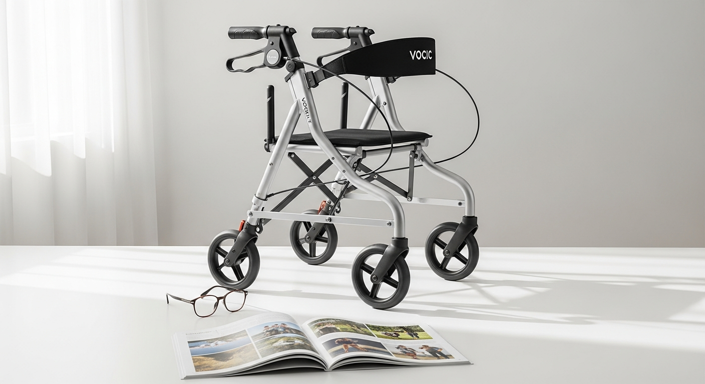VOCIC Z21 ergonomic folding rollator walker with adjustable handles and storage bag