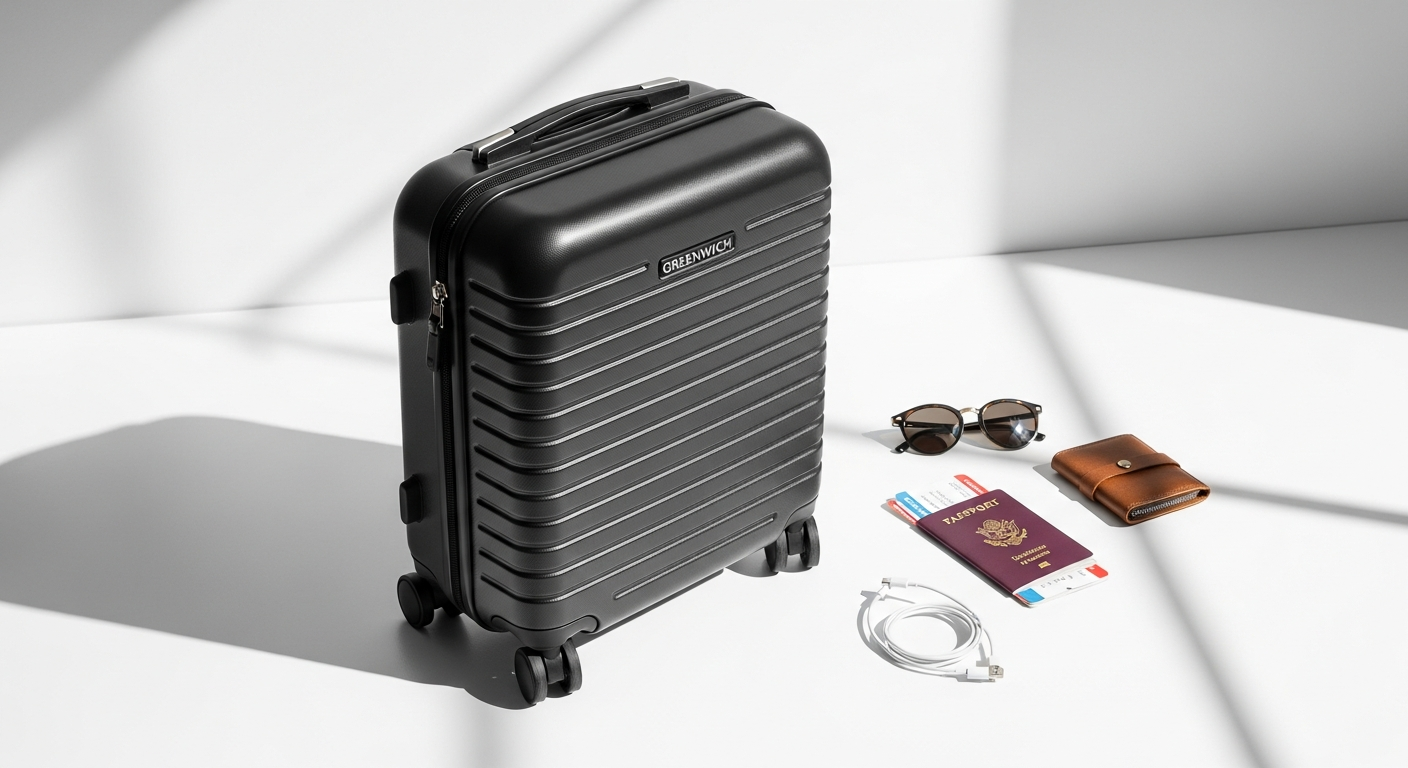 Greenwich Manila 55cm polypropylene cabin suitcase with anti-theft zipper and expandable design