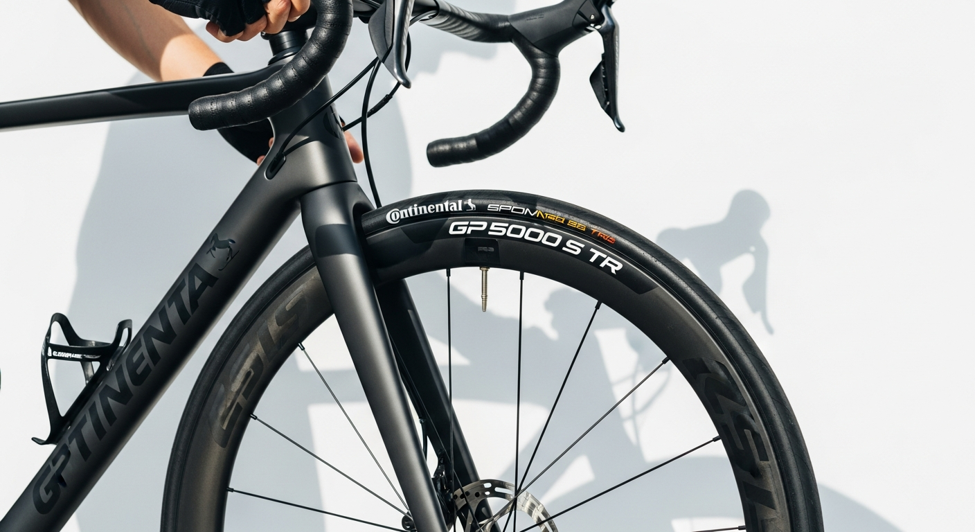 Continental GP5000 S TR tubeless-ready road tyre on modern road bike wheel